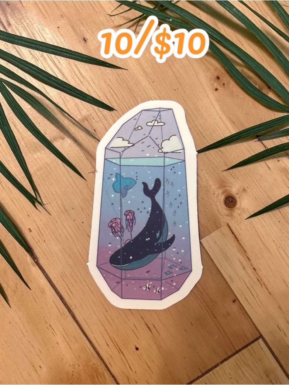 Whale Terrarium Sticker – Ocean Fantasy Vinyl Decal | Dreamy Sea Life Aesthetic